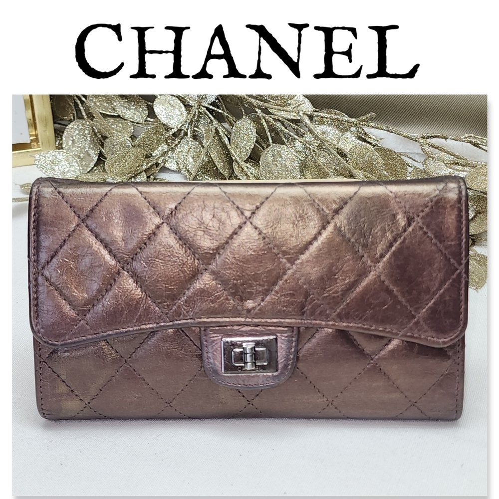 Chanel ReIssue Quilted Calfskin Bronze Flap Wallet With Dustbag And COA